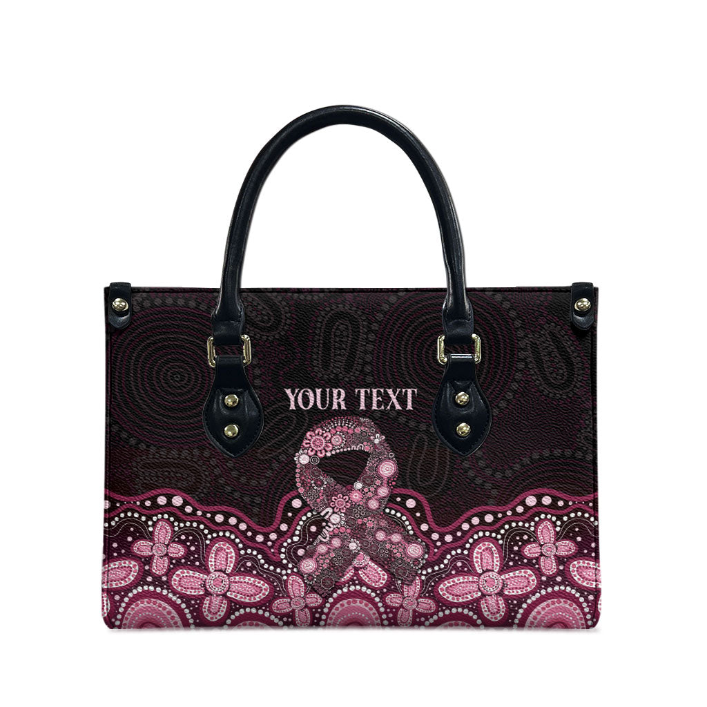 Australia Indigenous Personalized Leather Bag Aboriginal Pink Ribbon Art