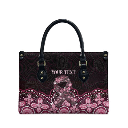 Australia Indigenous Personalized Leather Bag Aboriginal Pink Ribbon Art