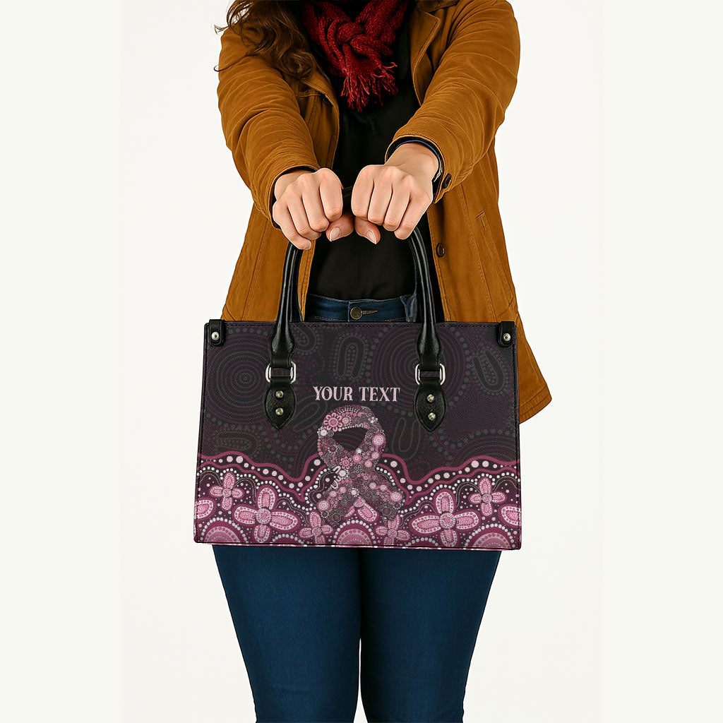Australia Indigenous Personalized Leather Bag Aboriginal Pink Ribbon Art