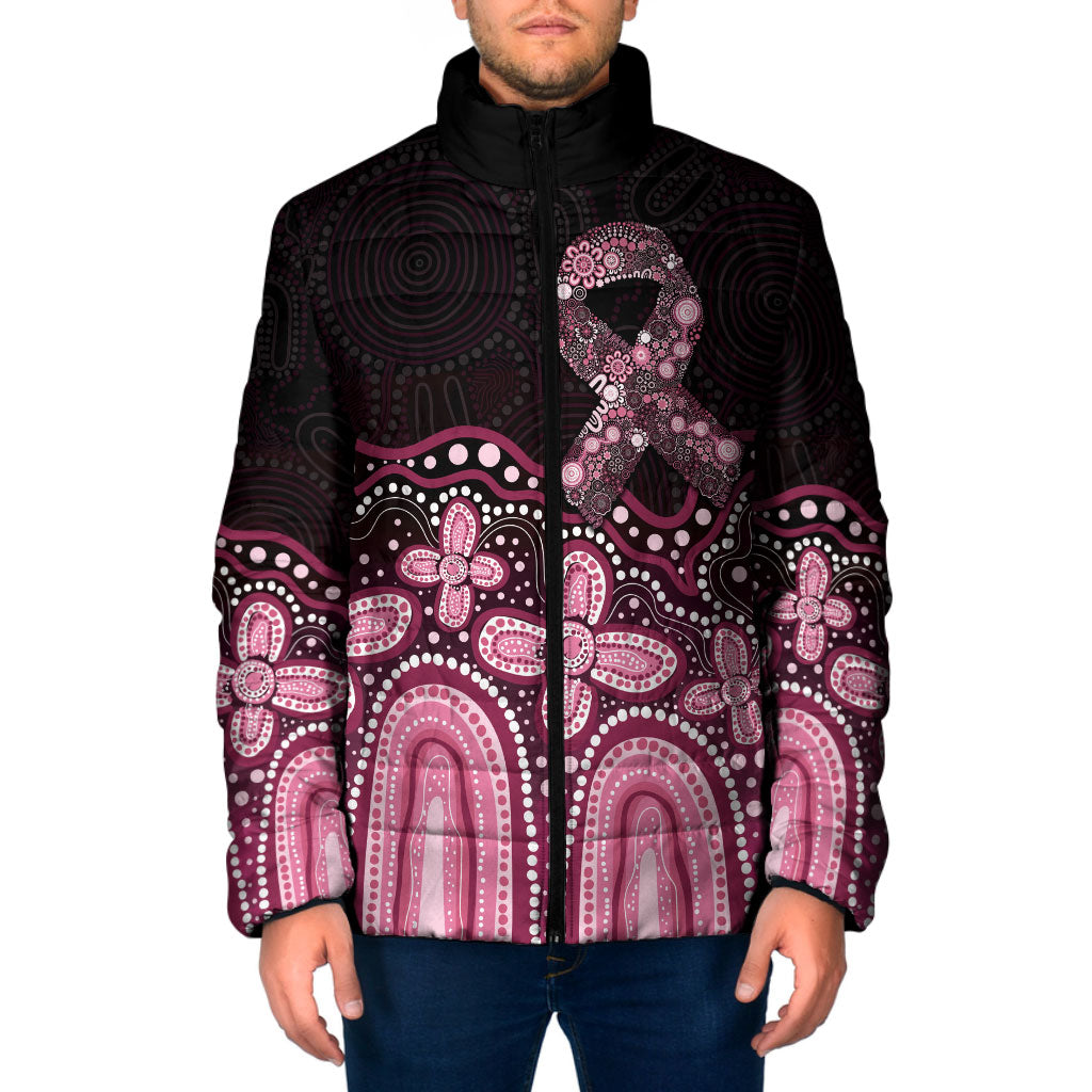 Australia Indigenous Personalized Padded Jacket Aboriginal Pink Ribbon Art