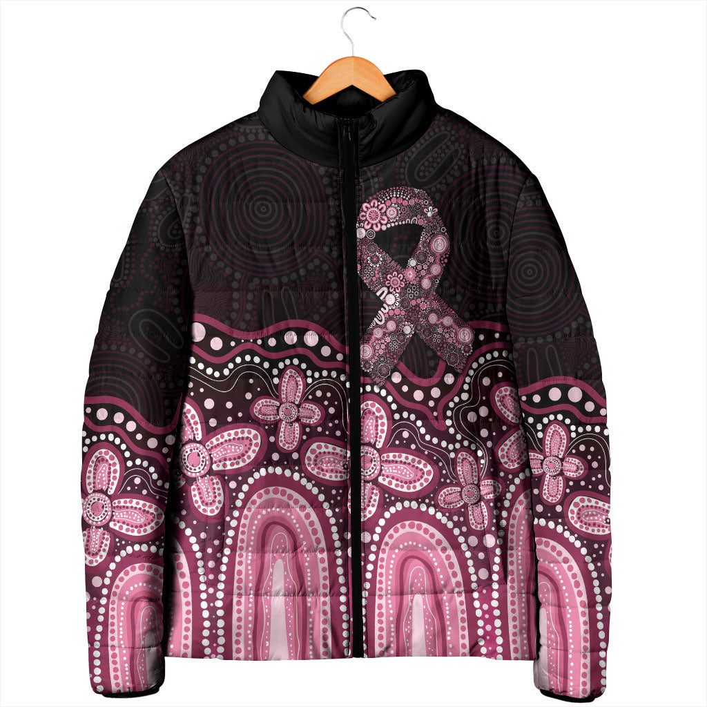 Australia Indigenous Personalized Padded Jacket Aboriginal Pink Ribbon Art