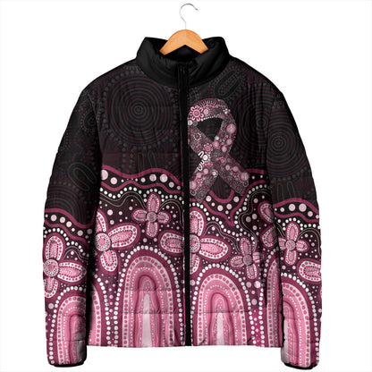 Australia Indigenous Personalized Padded Jacket Aboriginal Pink Ribbon Art