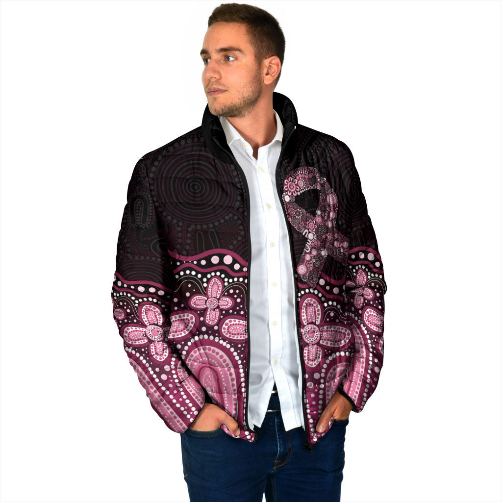 Australia Indigenous Personalized Padded Jacket Aboriginal Pink Ribbon Art