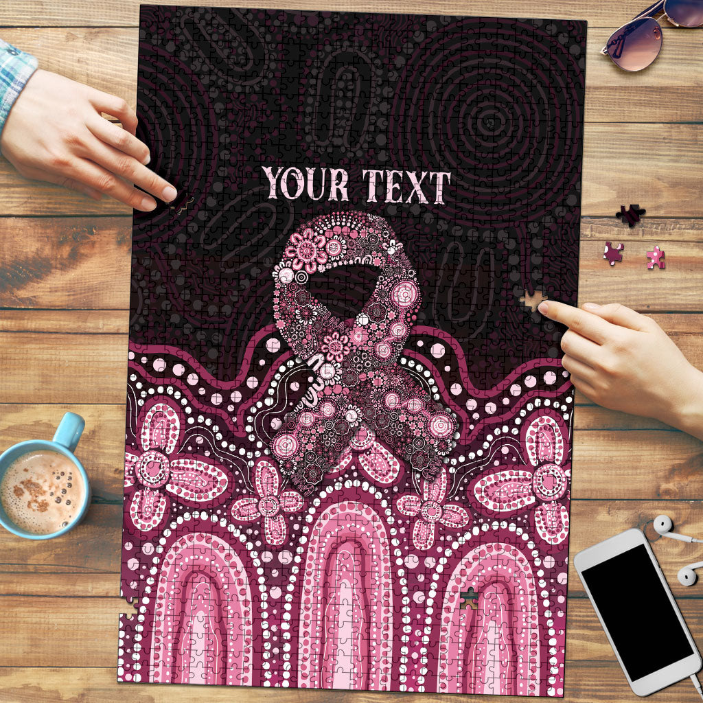 Australia Indigenous Personalized Puzzle Aboriginal Pink Ribbon Art