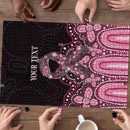 Australia Indigenous Personalized Puzzle Aboriginal Pink Ribbon Art