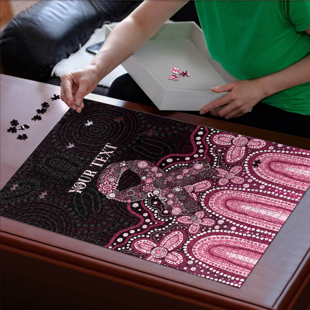 Australia Indigenous Personalized Puzzle Aboriginal Pink Ribbon Art