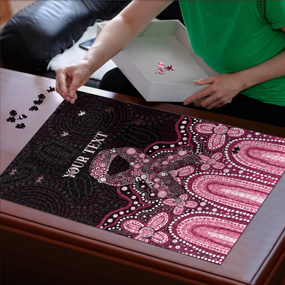 Australia Indigenous Personalized Puzzle Aboriginal Pink Ribbon Art