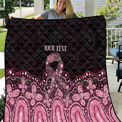 Australia Indigenous Personalized Quilt Aboriginal Pink Ribbon Art
