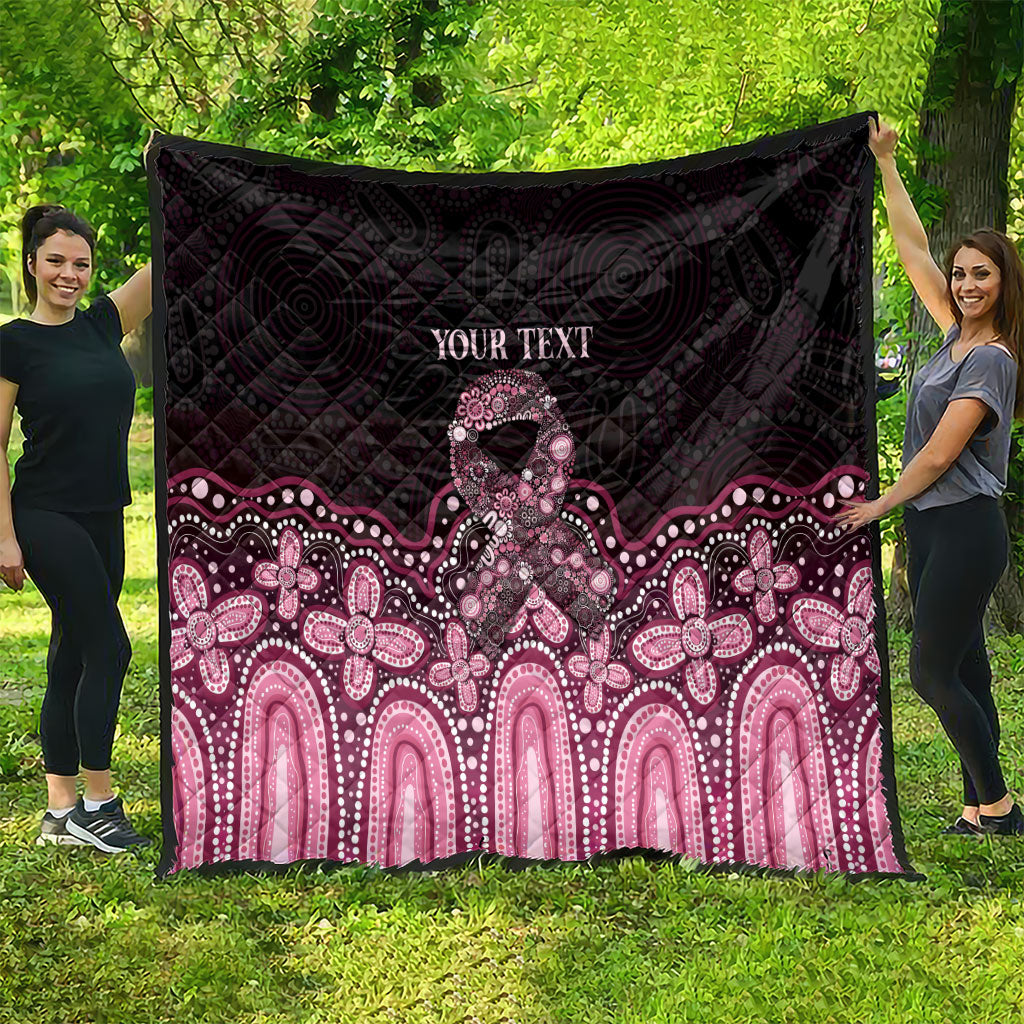 Australia Indigenous Personalized Quilt Aboriginal Pink Ribbon Art