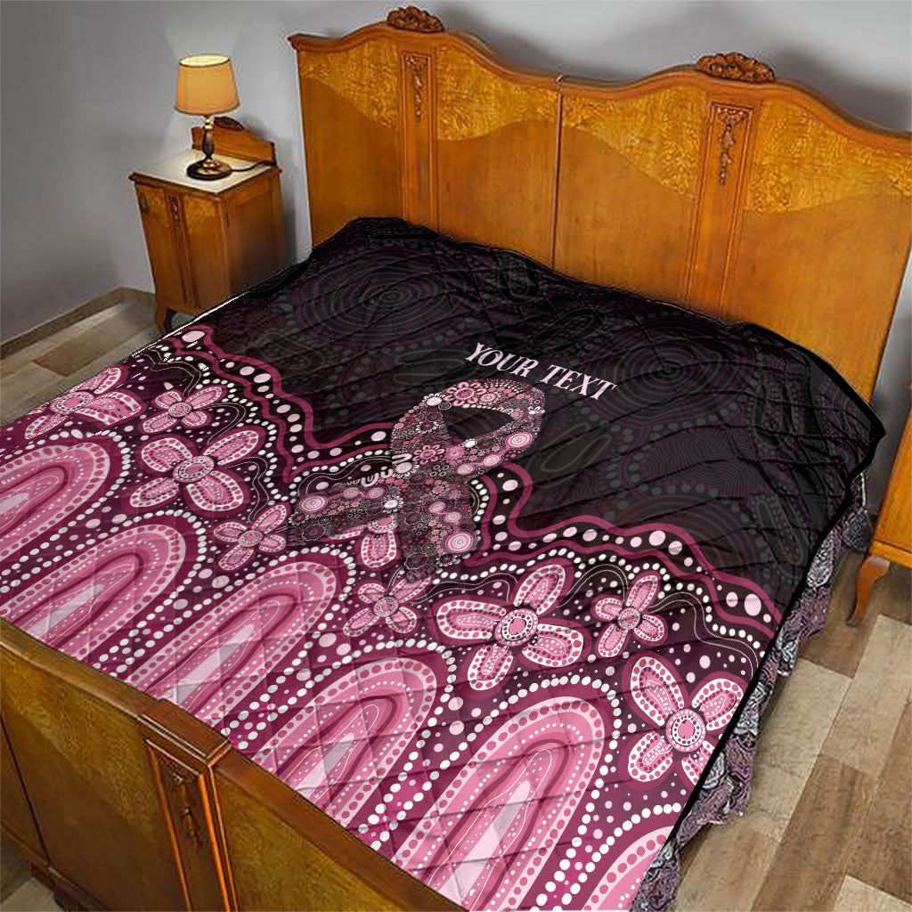 Australia Indigenous Personalized Quilt Aboriginal Pink Ribbon Art