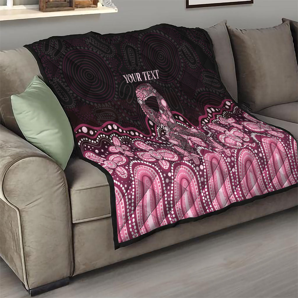 Australia Indigenous Personalized Quilt Aboriginal Pink Ribbon Art