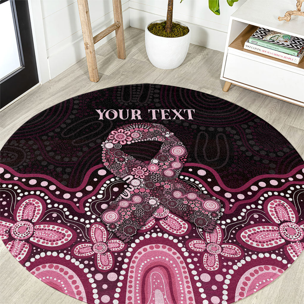 Australia Indigenous Personalized Round Carpet Aboriginal Pink Ribbon Art