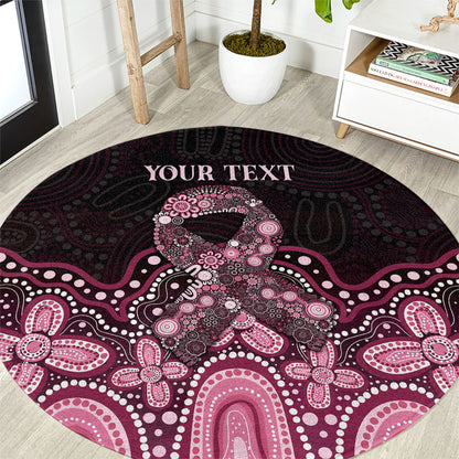 Australia Indigenous Personalized Round Carpet Aboriginal Pink Ribbon Art