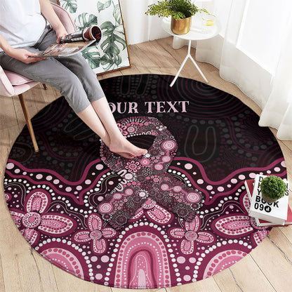 Australia Indigenous Personalized Round Carpet Aboriginal Pink Ribbon Art