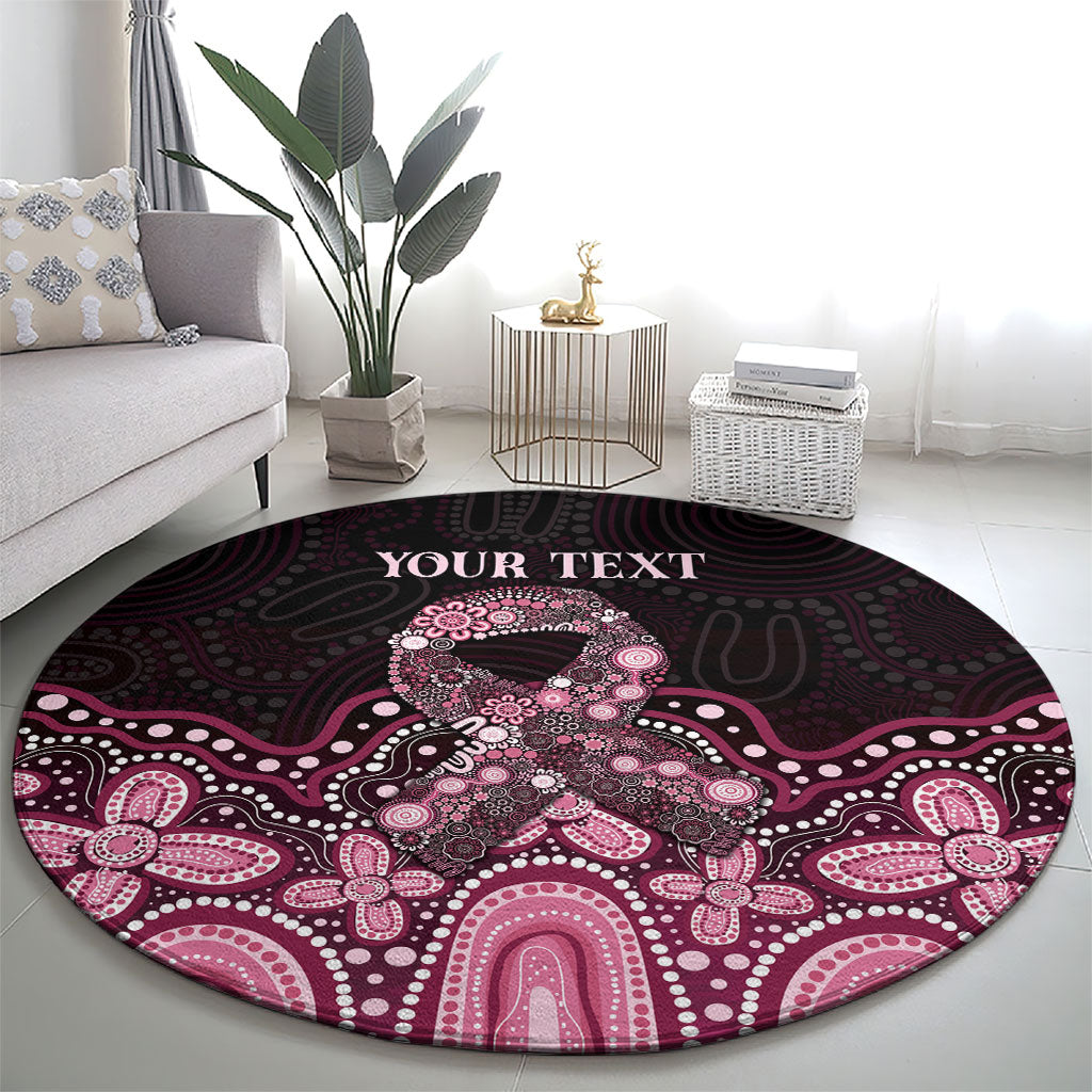 Australia Indigenous Personalized Round Carpet Aboriginal Pink Ribbon Art