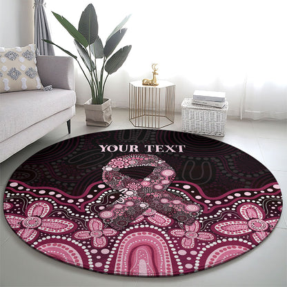 Australia Indigenous Personalized Round Carpet Aboriginal Pink Ribbon Art