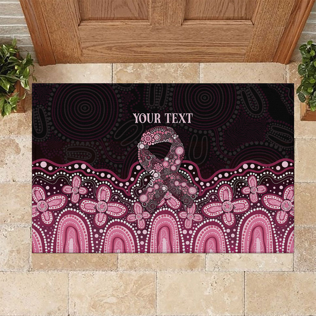 Australia Indigenous Personalized Rubber Doormat Aboriginal Pink Ribbon Art