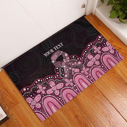 Australia Indigenous Personalized Rubber Doormat Aboriginal Pink Ribbon Art