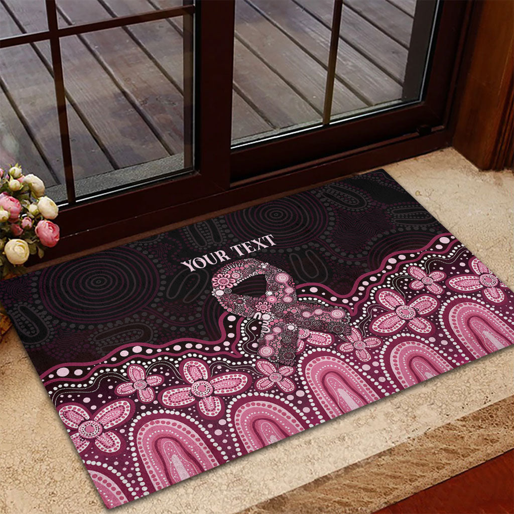 Australia Indigenous Personalized Rubber Doormat Aboriginal Pink Ribbon Art