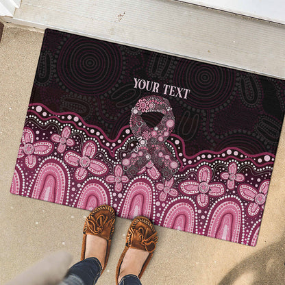 Australia Indigenous Personalized Rubber Doormat Aboriginal Pink Ribbon Art