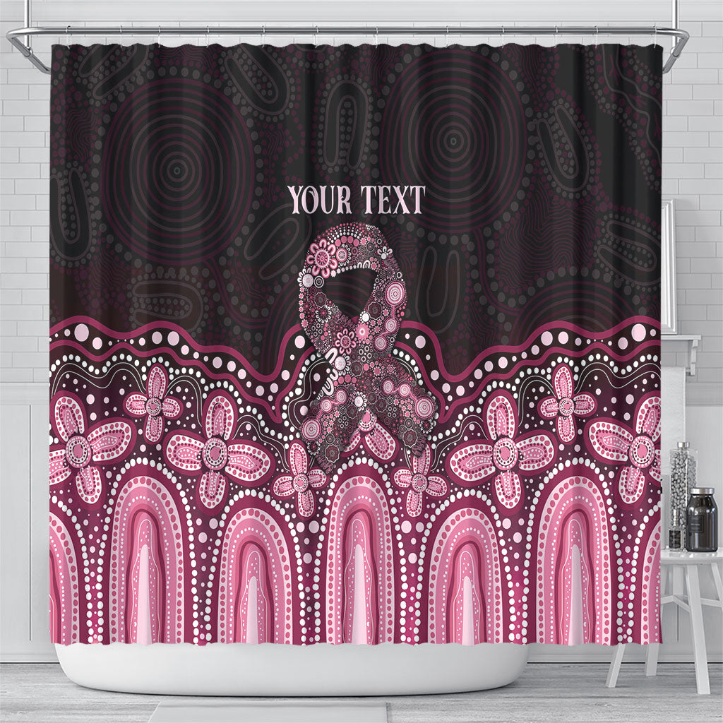 Australia Indigenous Personalized Shower Curtain Aboriginal Pink Ribbon Art