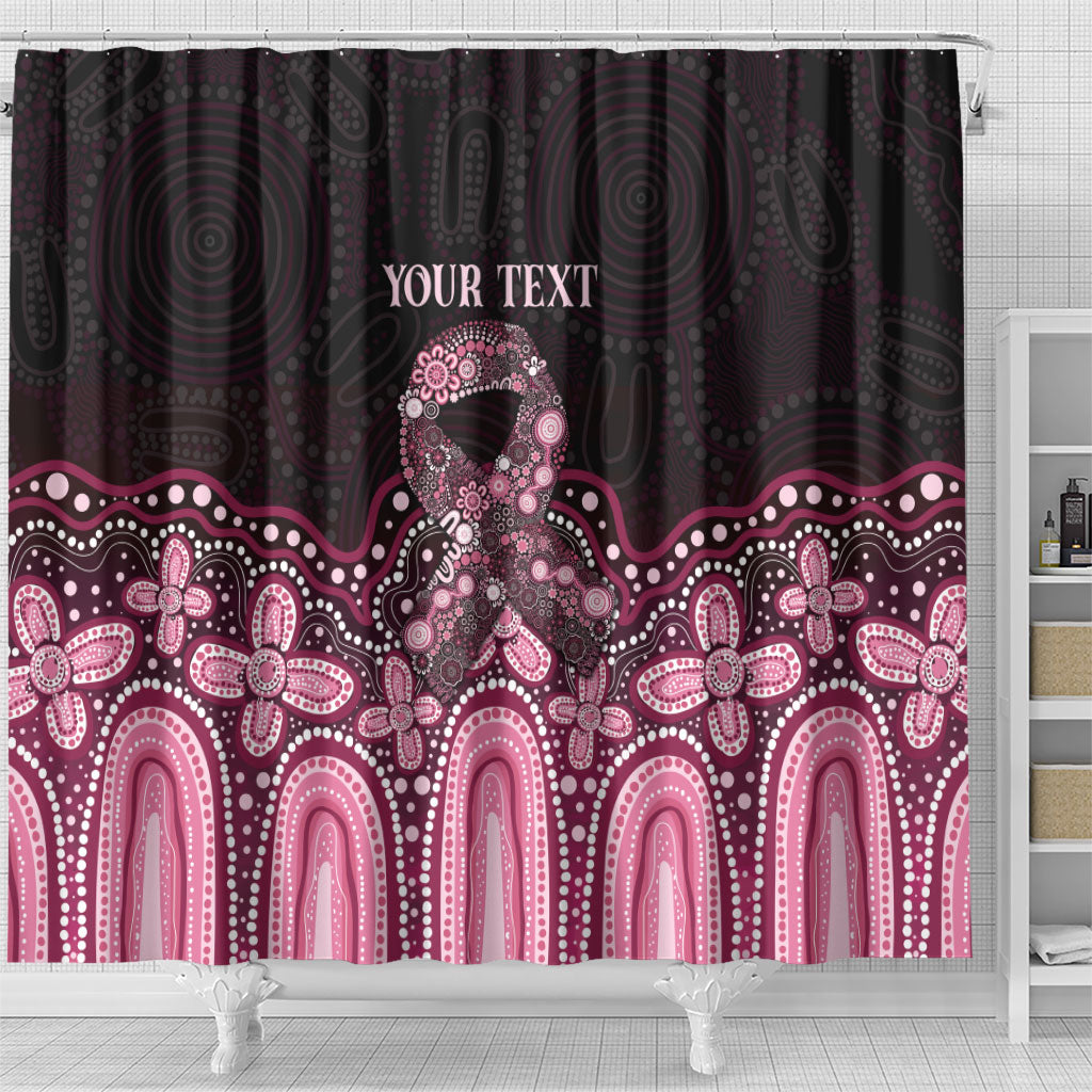 Australia Indigenous Personalized Shower Curtain Aboriginal Pink Ribbon Art