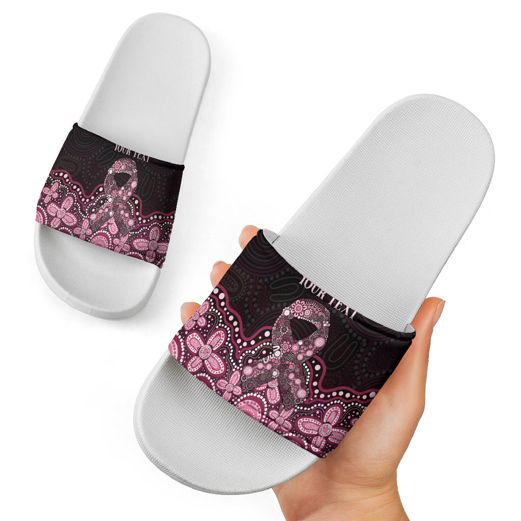Australia Indigenous Personalized Slide Sandals Aboriginal Pink Ribbon Art