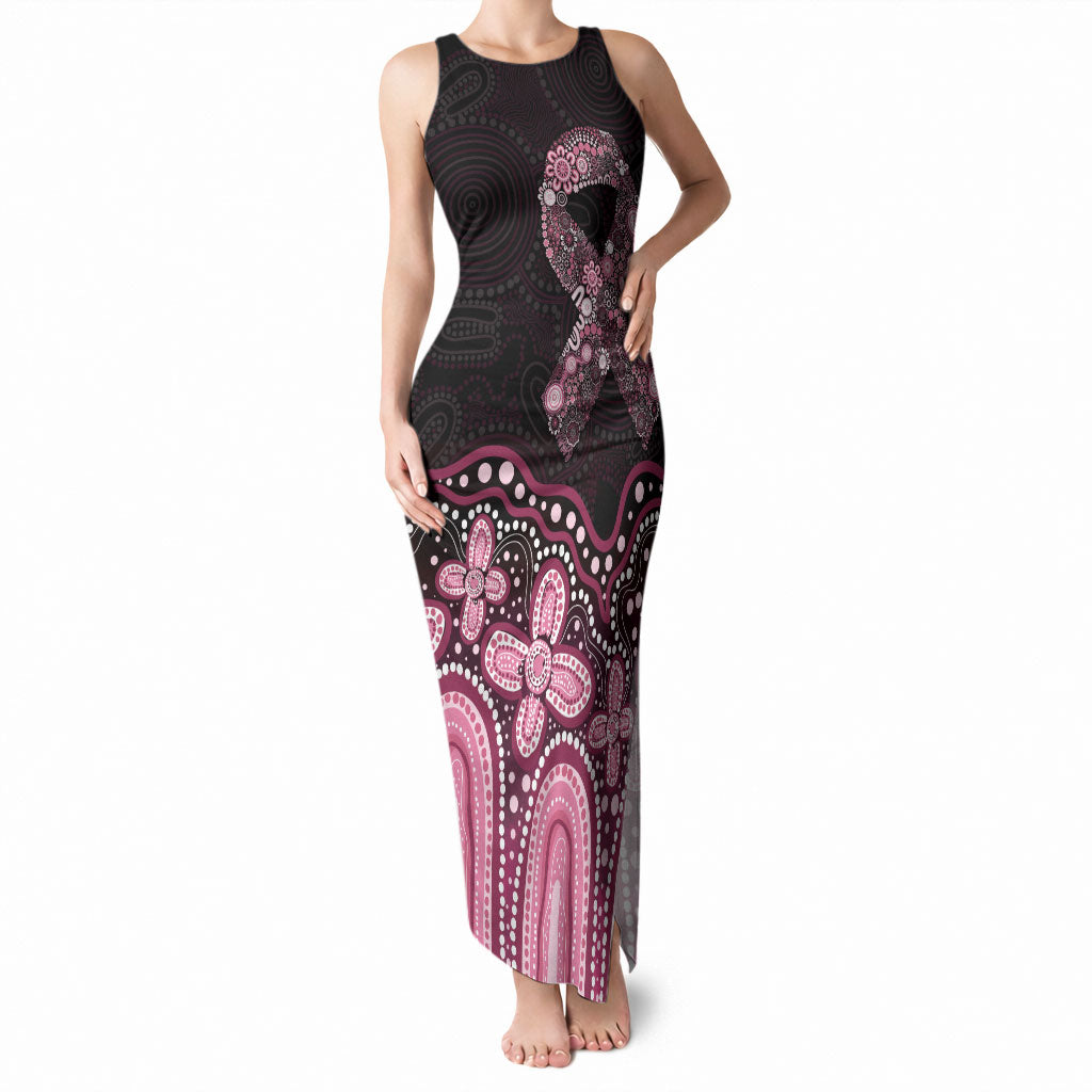 Australia Indigenous Personalized Tank Maxi Dress Aboriginal Pink Ribbon Art
