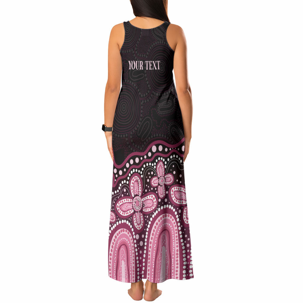 Australia Indigenous Personalized Tank Maxi Dress Aboriginal Pink Ribbon Art