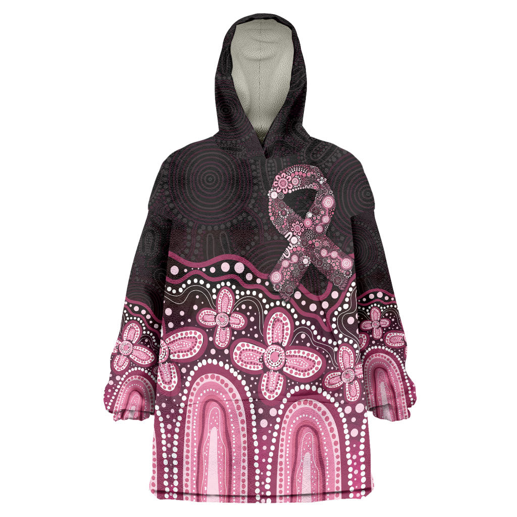 Australia Indigenous Personalized Wearable Blanket Hoodie Aboriginal Pink Ribbon Art