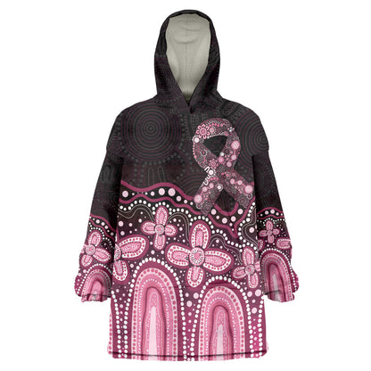Australia Indigenous Personalized Wearable Blanket Hoodie Aboriginal Pink Ribbon Art
