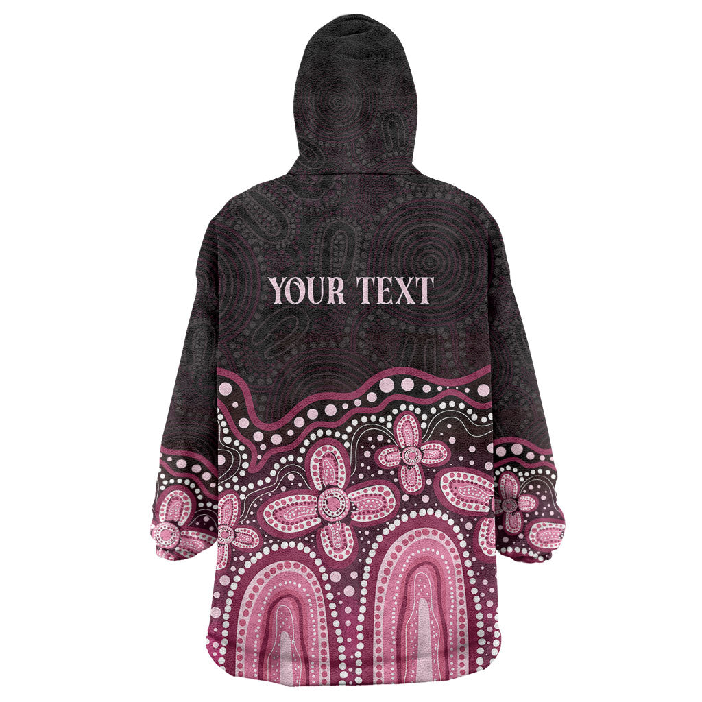 Australia Indigenous Personalized Wearable Blanket Hoodie Aboriginal Pink Ribbon Art