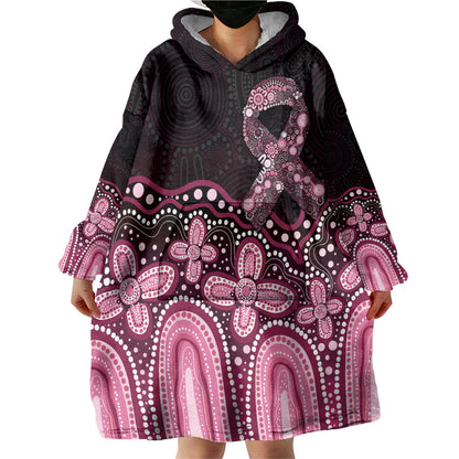 Australia Indigenous Personalized Wearable Blanket Hoodie Aboriginal Pink Ribbon Art