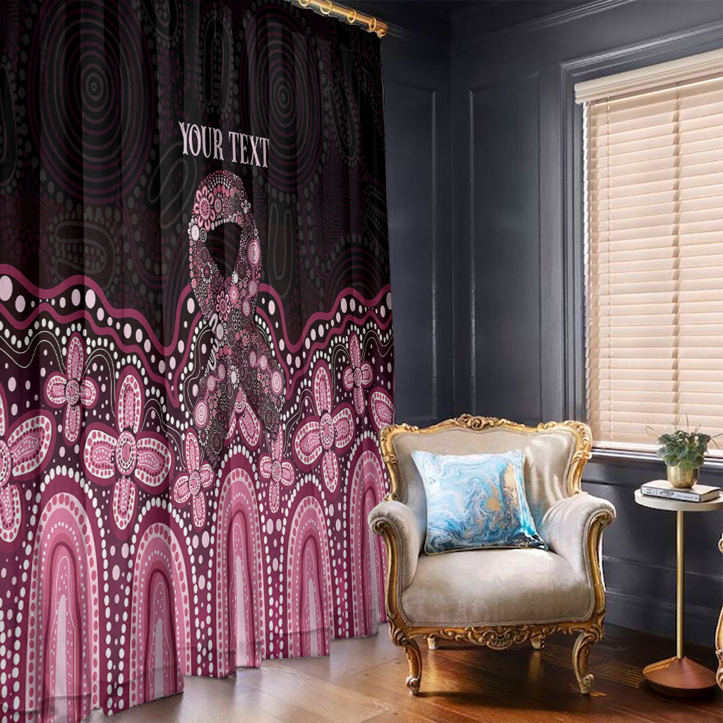 Australia Indigenous Personalized Window Curtain Aboriginal Pink Ribbon Art