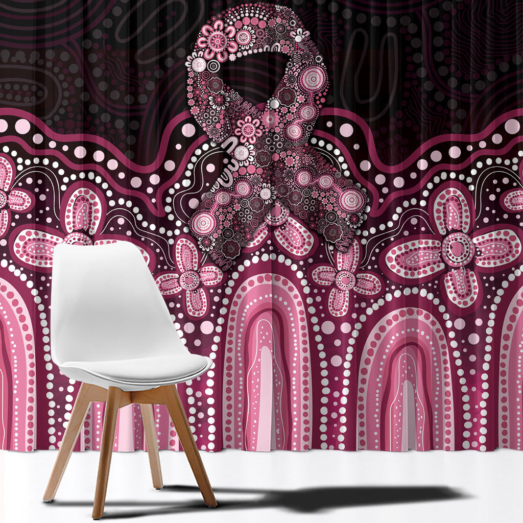 Australia Indigenous Personalized Window Curtain Aboriginal Pink Ribbon Art