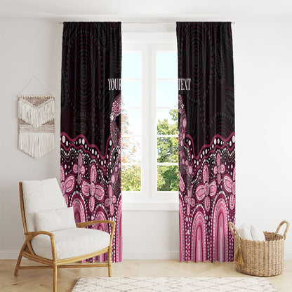 Australia Indigenous Personalized Window Curtain Aboriginal Pink Ribbon Art