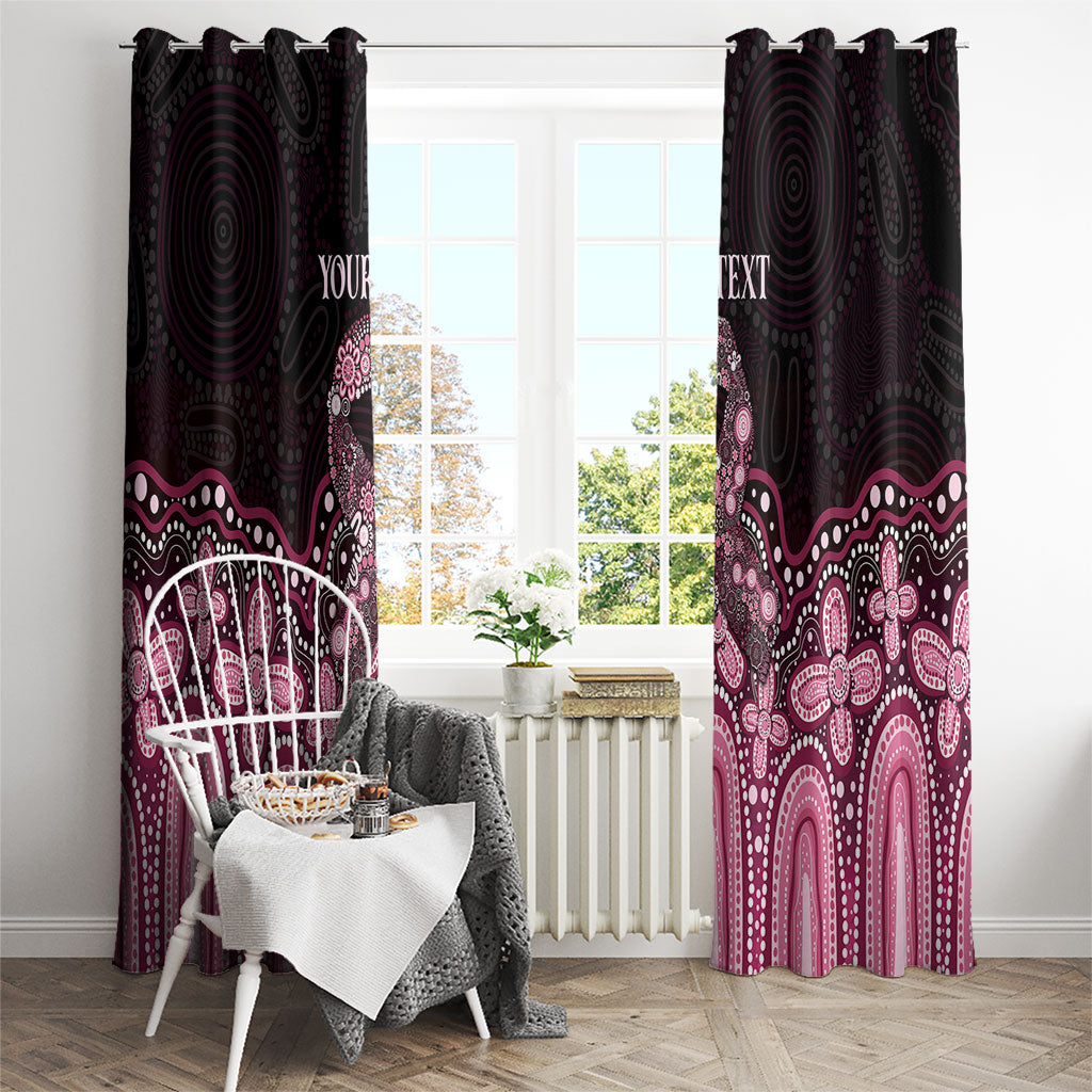Australia Indigenous Personalized Window Curtain Aboriginal Pink Ribbon Art