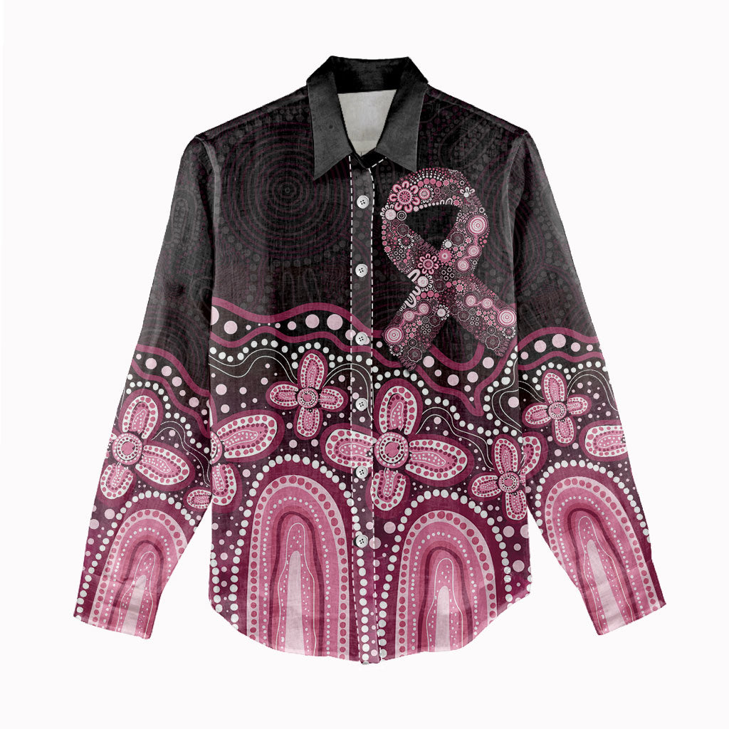 Australia Indigenous Personalized Women Casual Shirt Aboriginal Pink Ribbon Art