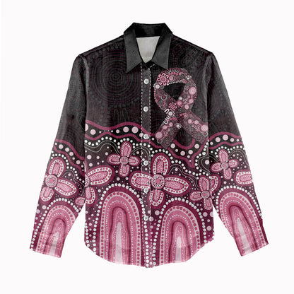 Australia Indigenous Personalized Women Casual Shirt Aboriginal Pink Ribbon Art