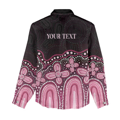 Australia Indigenous Personalized Women Casual Shirt Aboriginal Pink Ribbon Art