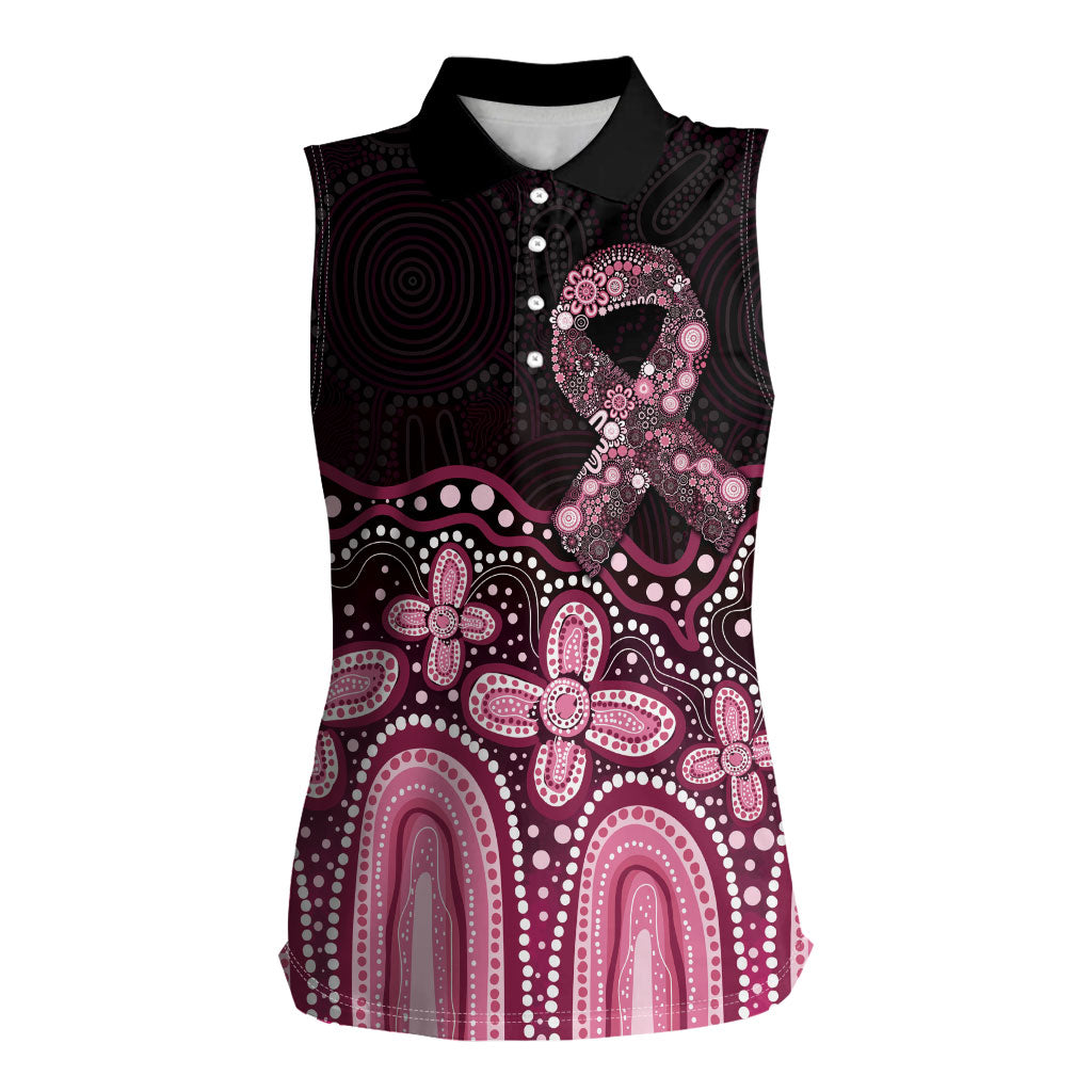 Australia Indigenous Personalized Women Sleeveless Polo Shirt Aboriginal Pink Ribbon Art