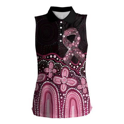Australia Indigenous Personalized Women Sleeveless Polo Shirt Aboriginal Pink Ribbon Art