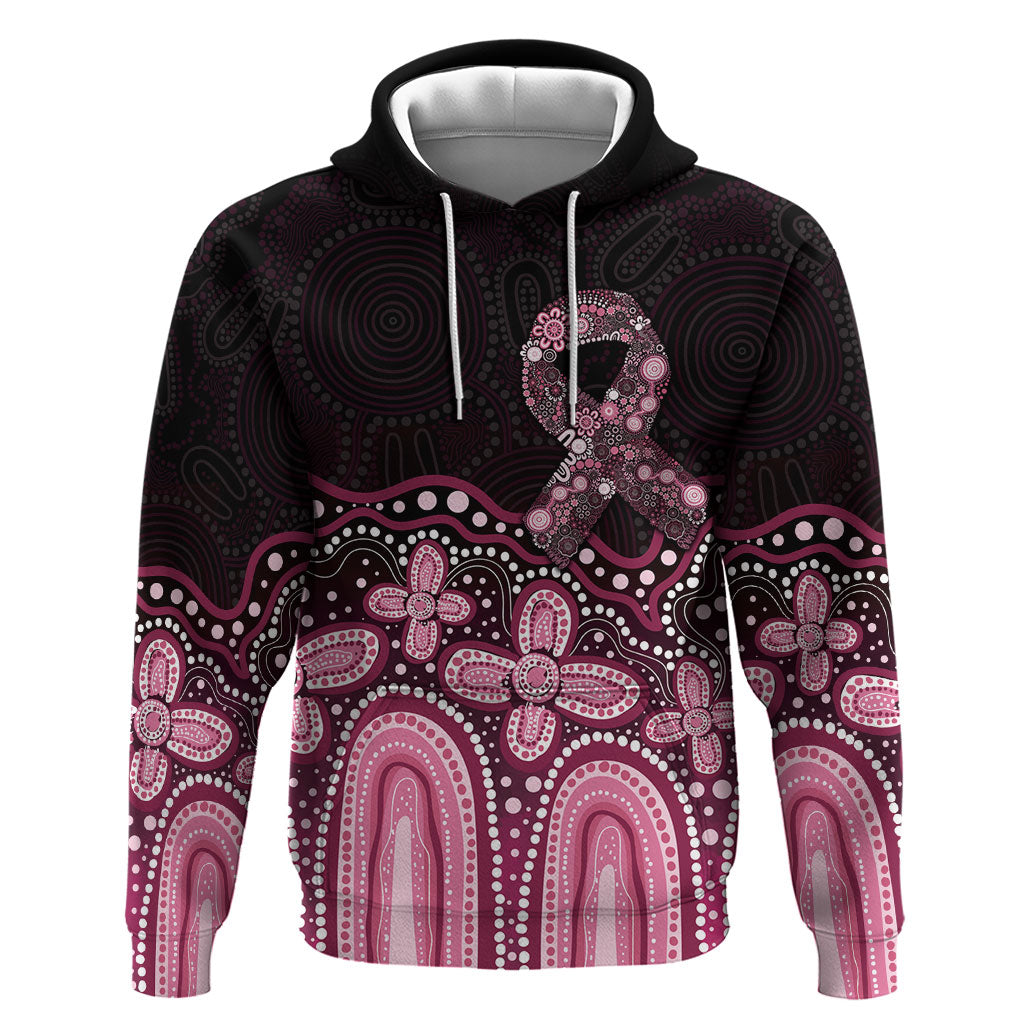 Australia Indigenous Personalized Zip Hoodie Aboriginal Pink Ribbon Art