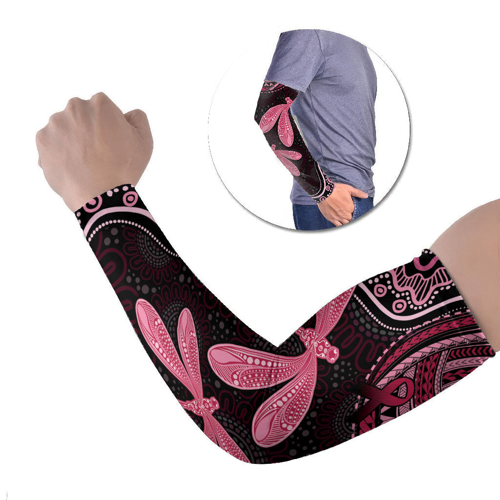 Australia Indigenous Mix Polynesian Arm Sleeves Pink Ribbon and Dragonflies