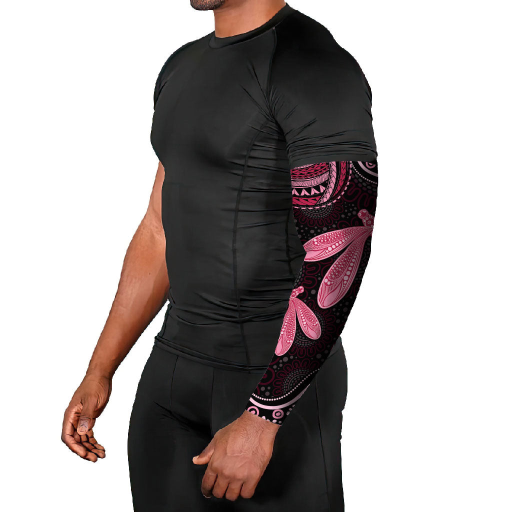 Australia Indigenous Mix Polynesian Arm Sleeves Pink Ribbon and Dragonflies