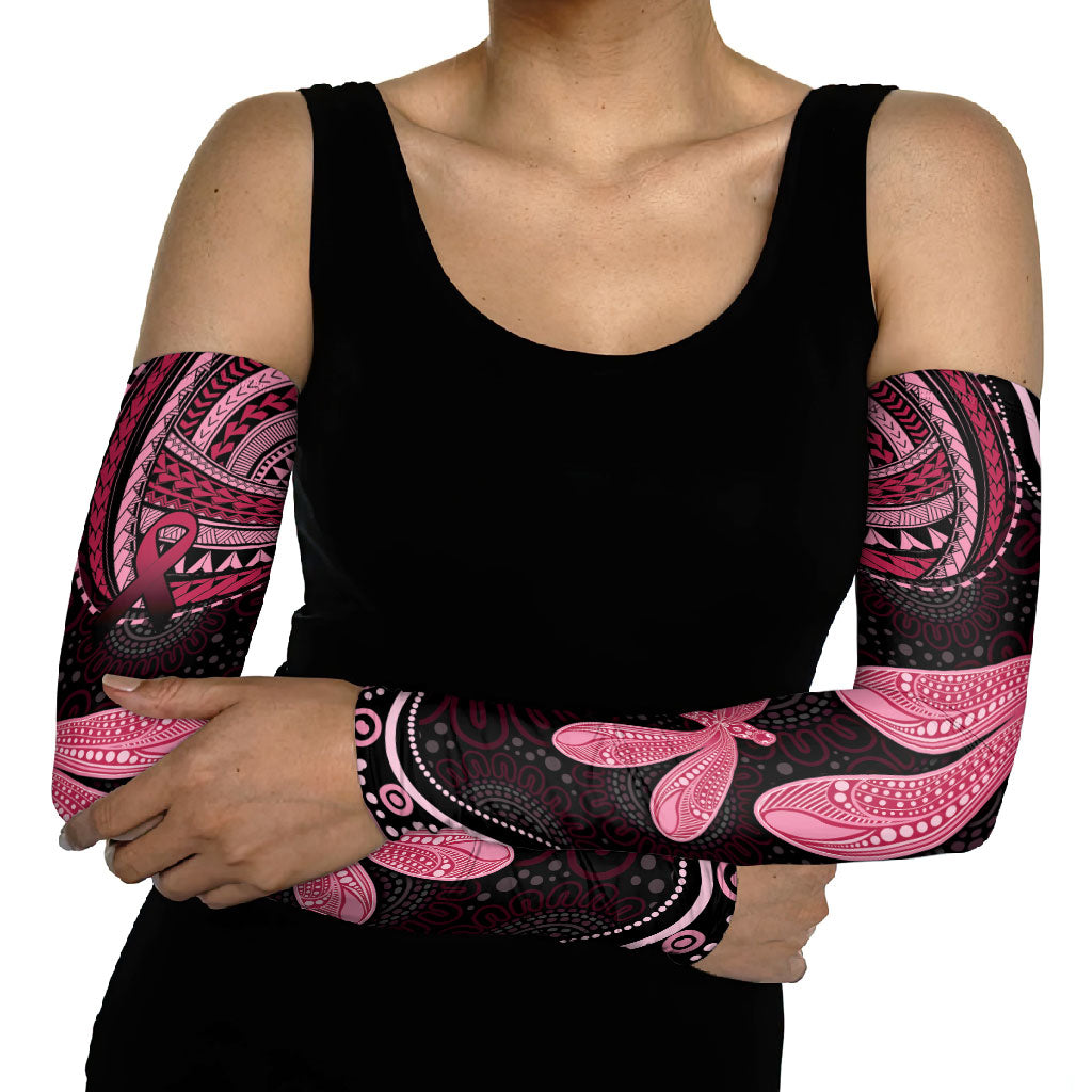 Australia Indigenous Mix Polynesian Arm Sleeves Pink Ribbon and Dragonflies