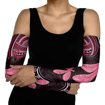 Australia Indigenous Mix Polynesian Arm Sleeves Pink Ribbon and Dragonflies