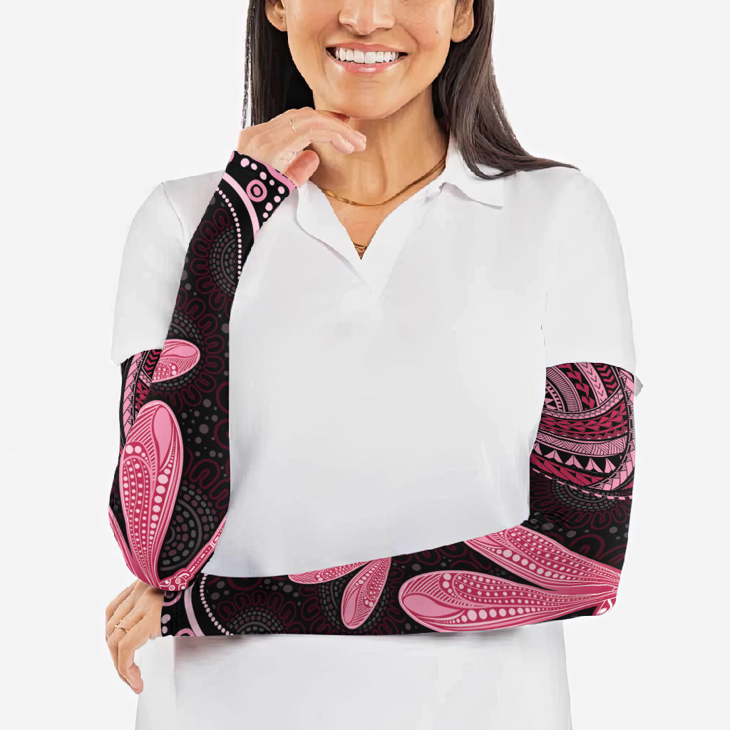 Australia Indigenous Mix Polynesian Arm Sleeves Pink Ribbon and Dragonflies