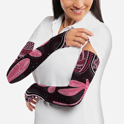 Australia Indigenous Mix Polynesian Arm Sleeves Pink Ribbon and Dragonflies