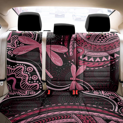 Australia Indigenous Mix Polynesian Back Car Seat Cover Pink Ribbon and Dragonflies